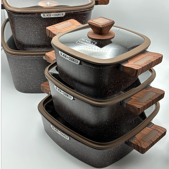 سرویس قابلمه 10 پارچه تمام چدن بلک کوکر Black Cooker مدل مربع