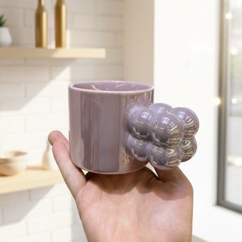 ماگ سرامیکی دسته توپی بنفش