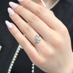 انگشتر نقره طرح پروانه - انگشتر نقره دخترانه