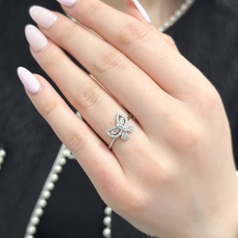 انگشتر نقره طرح پروانه - انگشتر نقره دخترانه