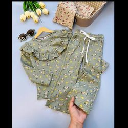 ست بلوز شلوار دخترانه کبریتی گلدار سایز 40 تا 65