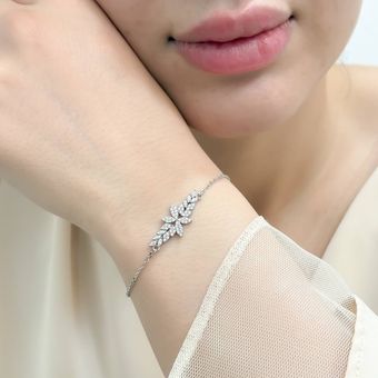 دستبند زنجیری نقره با آبکاری طلا سفید