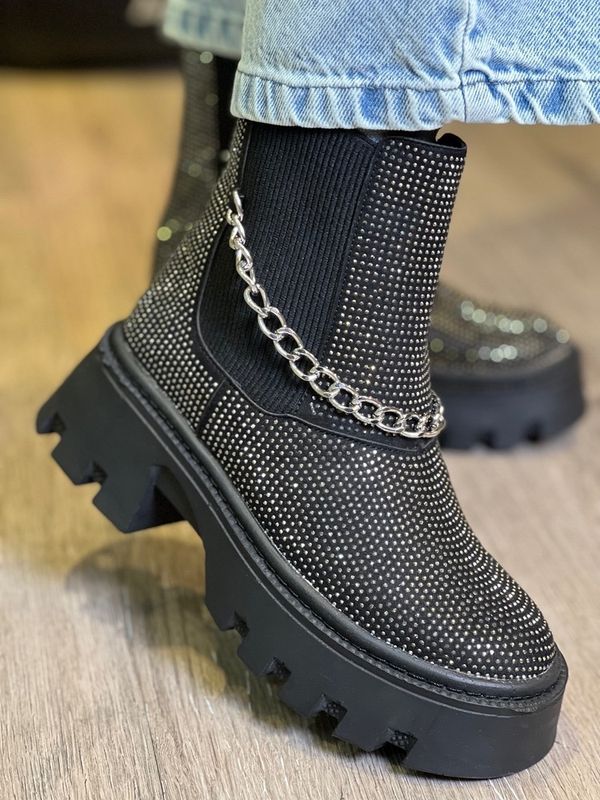 نیم بوت فول نگین زنجیری