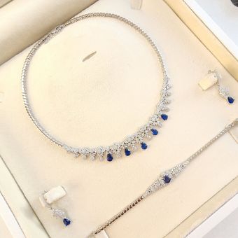 سرویس نقره طرح یاقوت کبود با آبکاری طلا سفید