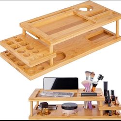 استند چوبی دو طبقه لوازم ارایشی