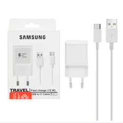 شارژر دیواری فست تک پورت 15w Samsung به همراه کابل شارژ Type-C- سفید (گارانتی پارتیان پایا) - درجه یک