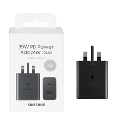 شارژر دیواری سه پین PD و فست دو پورت Samsung مدل EP-TA220 35W - مشکی - اصلی (گارانتی 18 ماهه شرکتی