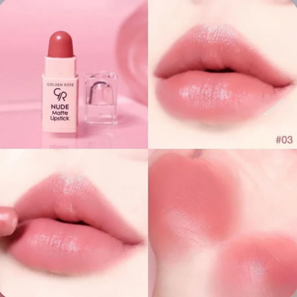 پک 4 عددی رژلب مینی GOLDEN ROSE مدل Nude matte