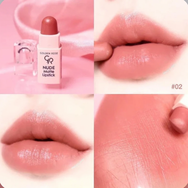 پک 4 عددی رژلب مینی GOLDEN ROSE مدل Nude matte