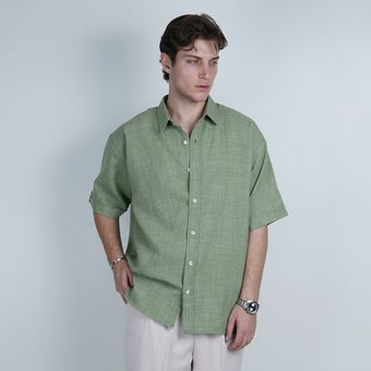 پیراهن مردانه باکسی BERSHKA – سبز
