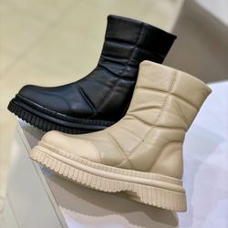 نیمبوت زنانه مدل چرخ کاری رنگ مشکی و کرم زیره پی یو سایز 37 تا 40