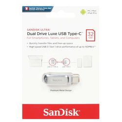 SanDisk Ultra Dual Drive Luxe USB Type-C USB3.2 Flash Memory - 32GB (گارانتی سورین)
