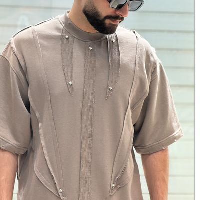 تیشرت نسکافه ای کثیف دوزی