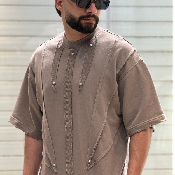 تیشرت نسکافه ای کثیف دوزی