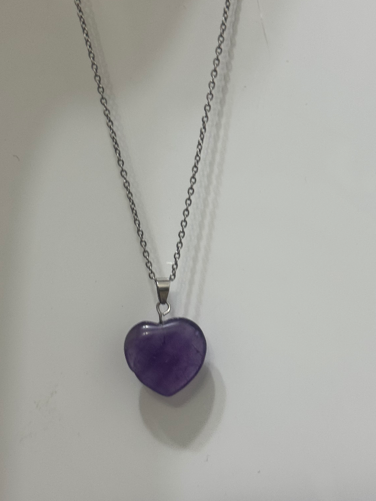 گردنبند آویز استیل دخترانه قلب بنفش 💜