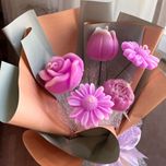 دسته گل مصنوعی شمع رز و پیوتی و لاله و بابونه