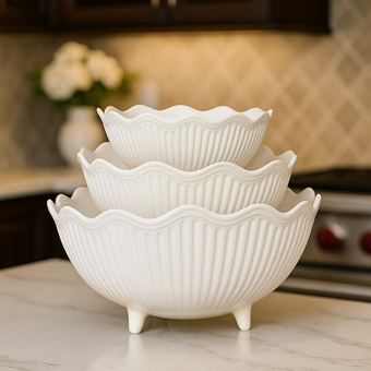 ست سه‌سایزی کاسه سرامیکی میوه، آجیل و شکلات