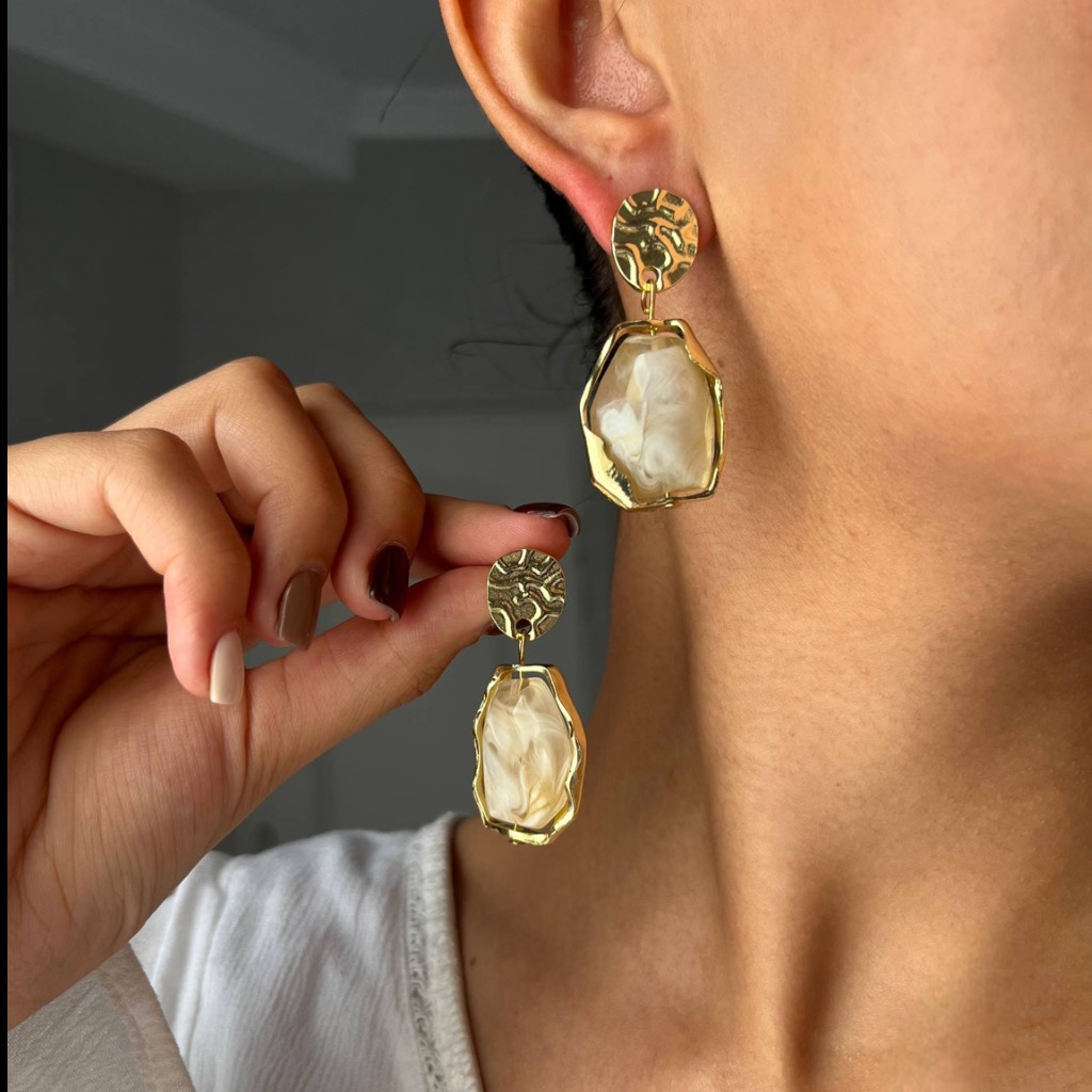 گوشواره طرح سنگی روشن