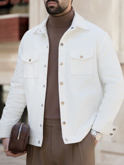 کت کتان سفید c238