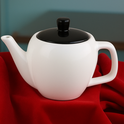 قوری زعفران – بدنه سفید با درب مشکی