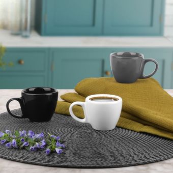 استکان قهوه‌خوری3 رنگ (سفید، مشکی، طوسی)