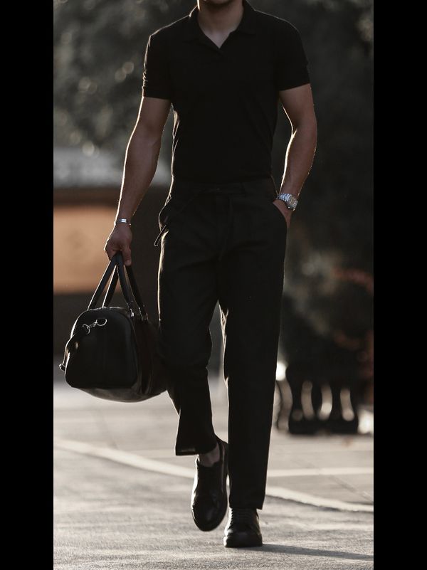 شلوار لینن مشکی بندک دار p164