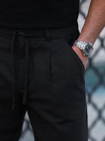 شلوار لینن مشکی بندک دار p164