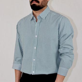 پیراهن راه راه مردانه زمینه ( سبز )