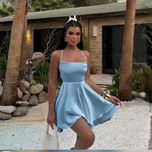 پیراهن عروسکی مجلسی رنگبندی پشت بندی ساتن پرچین