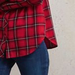 شونیز زنانه استین بلند چهار خانه قرمز اسمارا