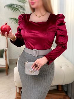 شومیز مخمل یقه خشتی