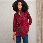 شونیز زنانه استین بلند چهار خانه قرمز اسمارا