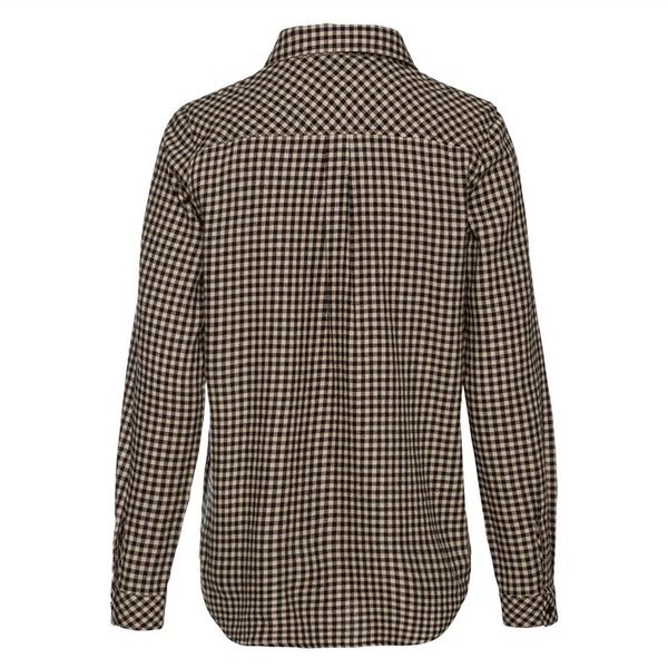 شومیز زنانه آستین‌بلند چهارخانه قهوه ای اسمارا