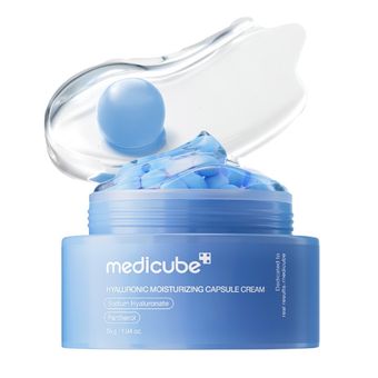 کرم کپسولی آبرسان و مرطوب کننده عمیق هیالورونیک اسید و پانتنول مدی کیوب  Medicube Hyaluronic Moisturizing Capsule Cream