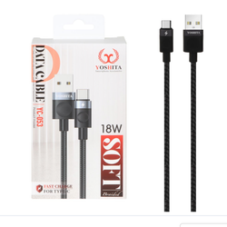 کابل شارژ فست Yoshita Type-C مدل YC-053 18W - مشکی - MMS