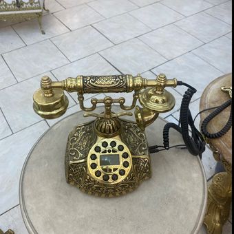 تلفن رو میزی کوچک تمام برنز