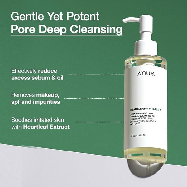 روغن پاک کننده و کنترل منافذ آنوا حاوی عصاره هوتونیا کوردتا Anua Heartleaf Pore Control Cleansing Oil