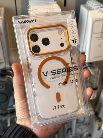 کیس آیفون 17 پرومکس و 17 پرو شفاف مگ سیف نارنجی