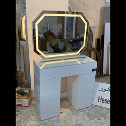 میز آرایشی 10 کشو مدل دیوا عرض 90 تمام MDf با آینه 8 ضلعی