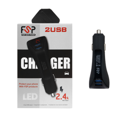 شارژر فندکی دو پورت FSP مدل Keke-C41c 15W - مشکی (گارانتی ایویز) - BSA