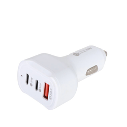 شارژر فندکی PD و فست سه پورت مدل MLE 60W - سفید