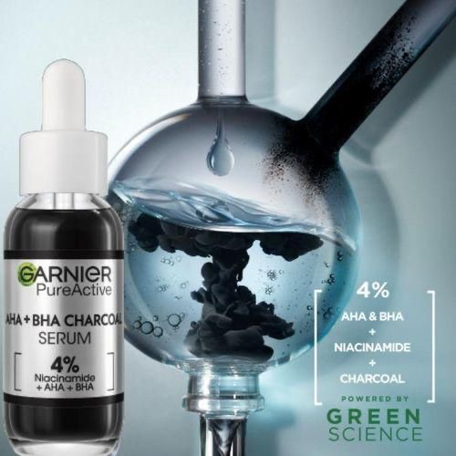 سرم زغال روشن کننده گارنیر Garnier Coal Serum AHA+BHA