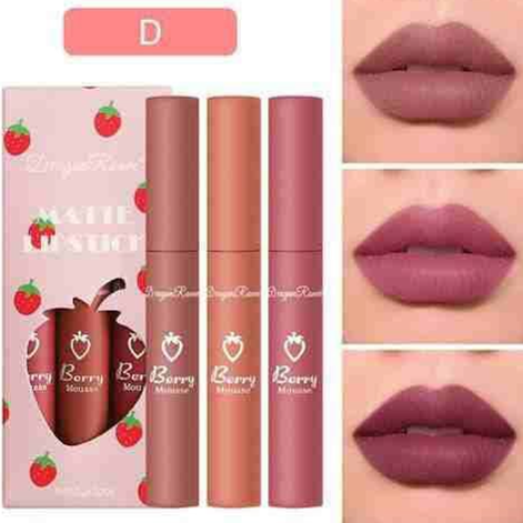 پک رژلب توت فرنگی 3 عددی دراگون رانی Strawberry Matte Lipstick Pack Dragon Ranee