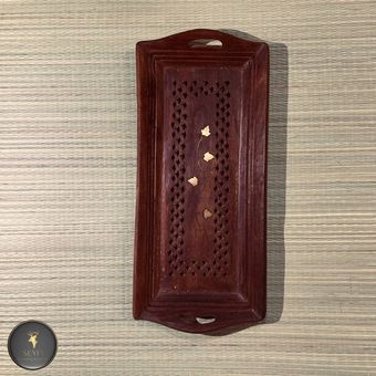 سینی شیرینی خوری چوبی مستطیل منبت کاری هندی متوسط