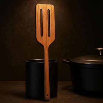 کفگیر شیار‌دار مستطیل چوبی