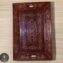 سینی پذیرایی چوبی منبت کاری هندی متوسط