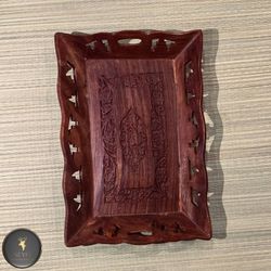 سینی پذیرایی چوبی منبت کاری هندی کوچک