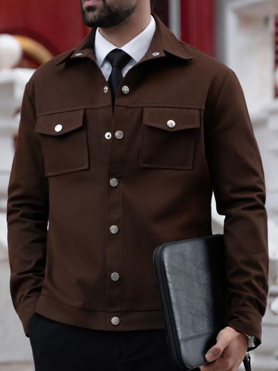 کت کتان قهوه ای c239