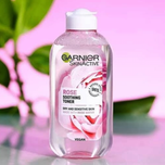 تونر گیاهی و آرامش بخش پاک کننده صورت حاوی عصاره گل رز گارنیر  Garnier Face Toner Rose For Dry And Sensitive Skin
