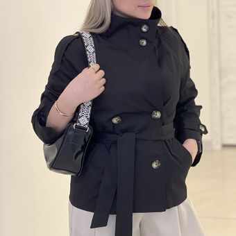 بارانی زنانه ترنچ کت یقه ایستاده مدل کلاسیک